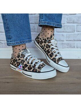 ⭐Converse Chuck Taylor Leopard Print Low Sz 6 Kids shoes Sneakers Black A16591F